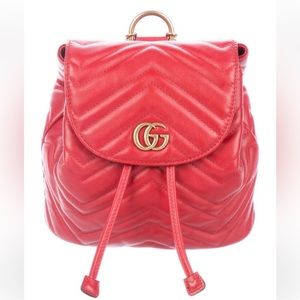 Gucci Red Quilted Leather Mini Backpack with Gold Hardware Marmont